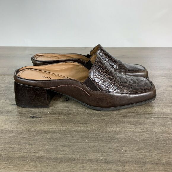 Naturalizer Womens Mules Shoes Leather Size 7.5 M Brown Slide Slip On - Picture 1 of 10